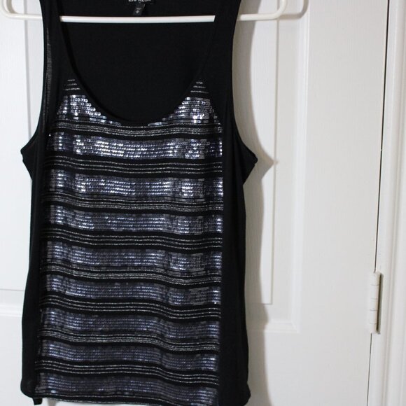 🎄Express Women's Sleeveless Sequins Tank, Camisole Black | Si… - Picture 7 of 8
